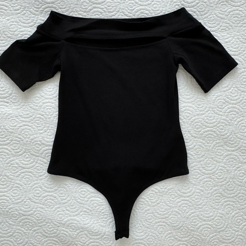 Black off the shoulder bodysuit